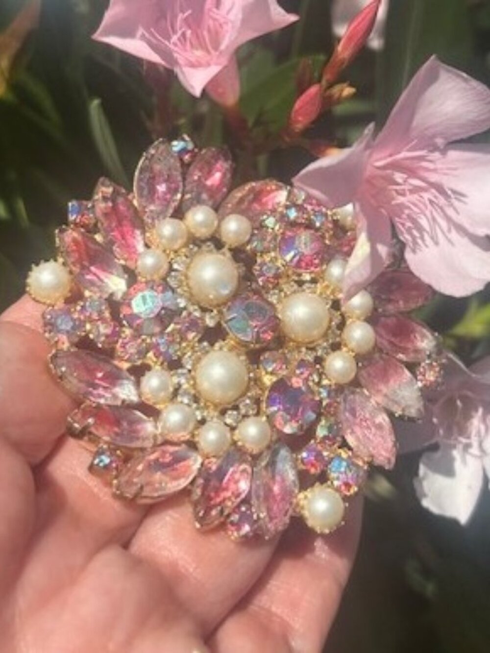 JULIANA D&E Pink AB Faux Pearl Large BROOCH